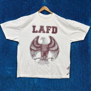 Travis Scott LAFD Everywhere Smoke Rap White T-Shirt Size XXL